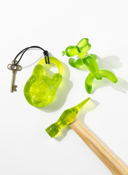 Lime Coloured Glass Open Padlock