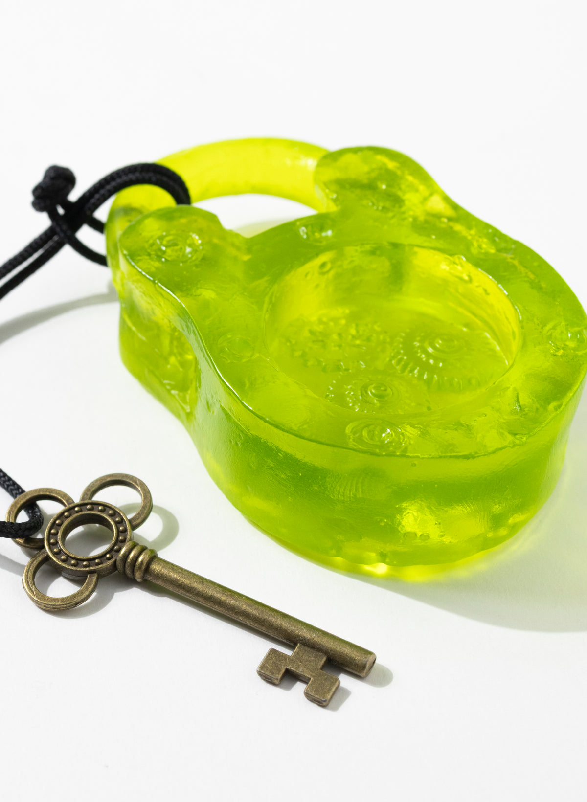 Lime Coloured Glass Open Padlock