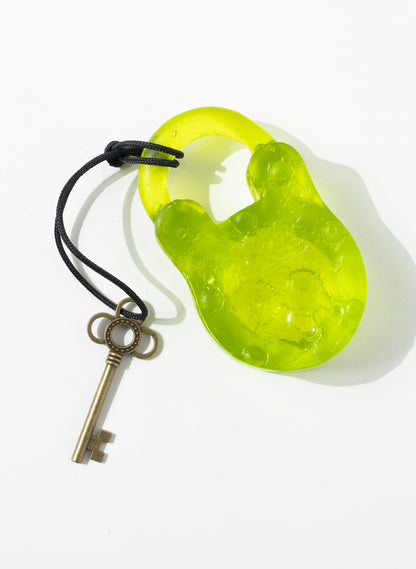 Lime Coloured Glass Open Padlock