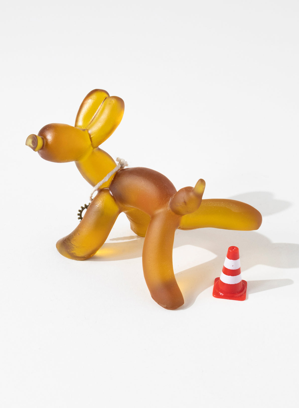 Orange / Red Glass Wee Wee Balloon Dog