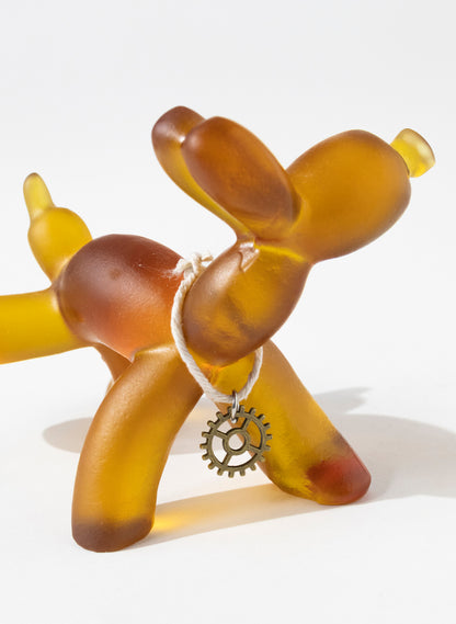Orange / Red Glass Wee Wee Balloon Dog