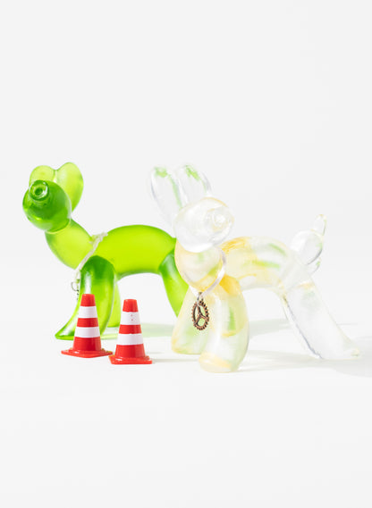 Clear / Orange Glass Wee Wee Balloon Dog
