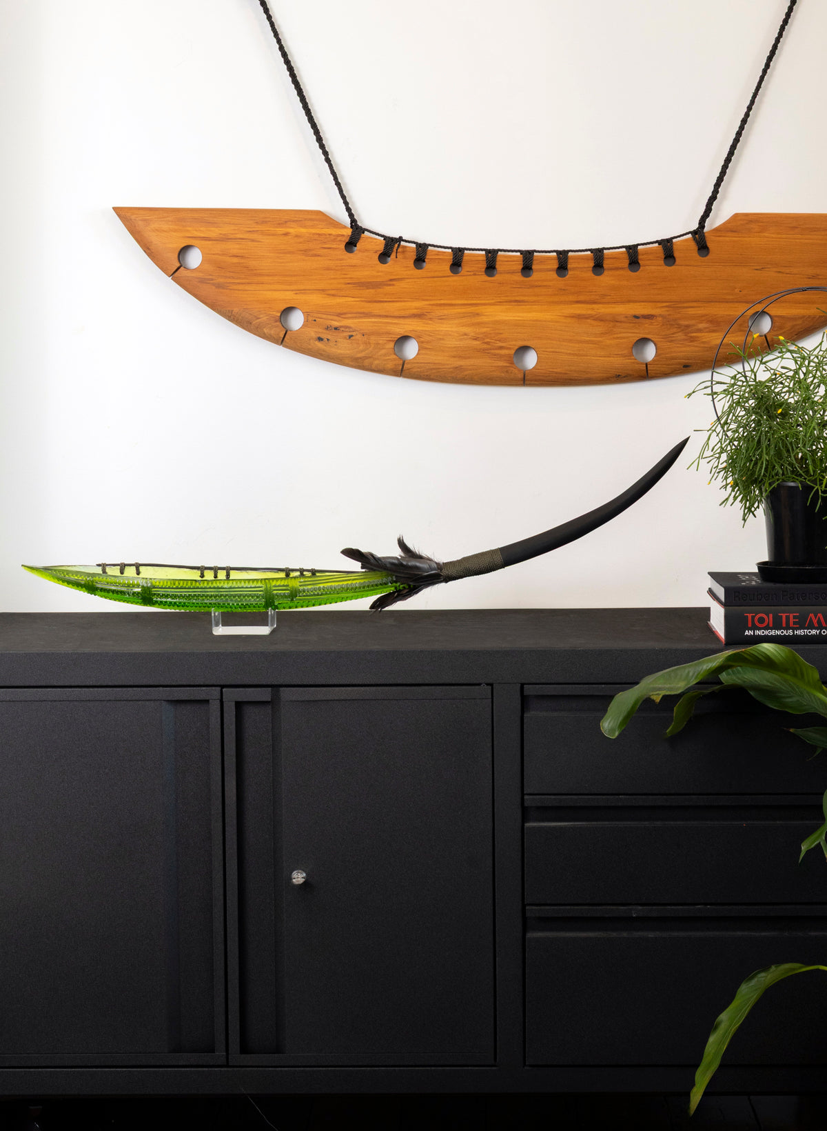 Olive Green Seed Pod with Pākati Haehae Design