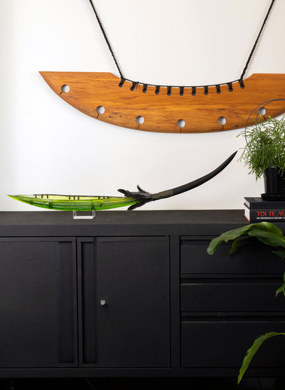 Olive Green Seed Pod with Pākati Haehae Design