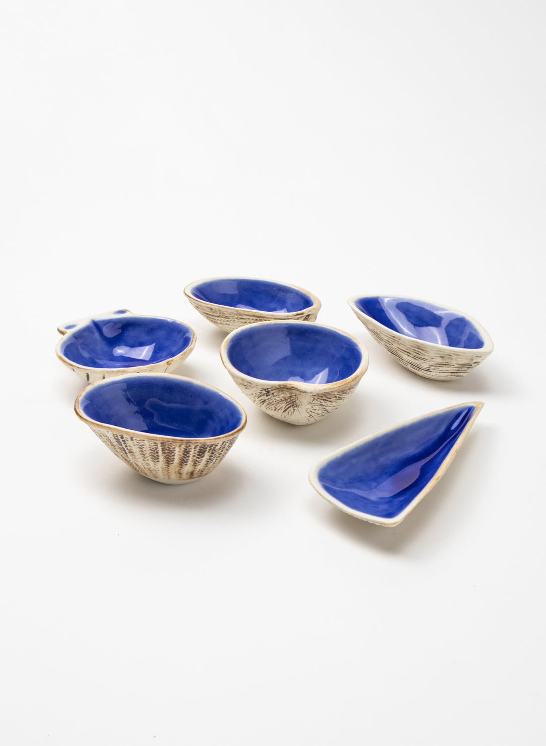 Boxed Set of 6 Shell Dipping Bowls - Blue