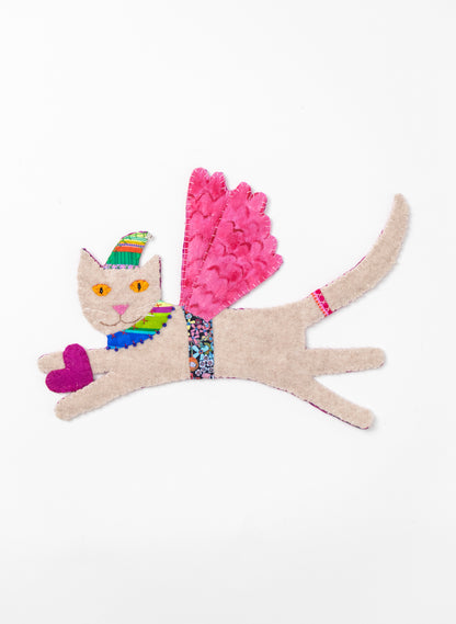 Flying Party Feline with Heart