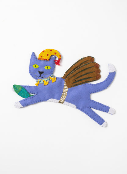 Flying Feline with Fish