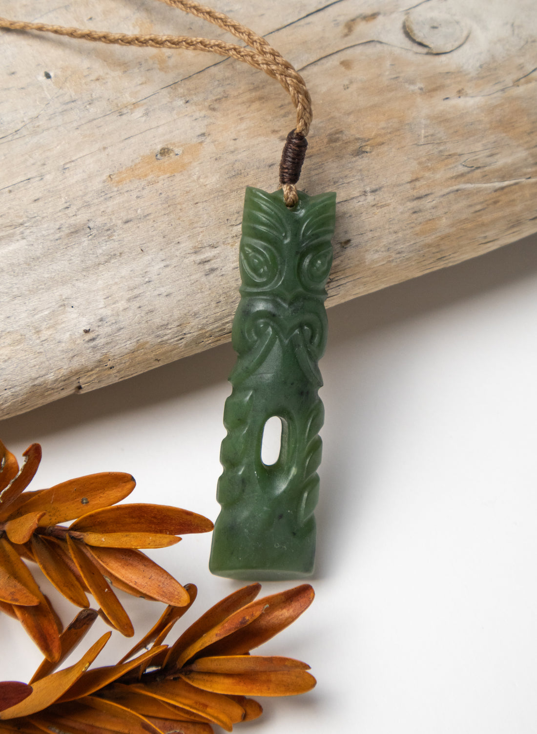 Pounamu Tiki Pou Pendant