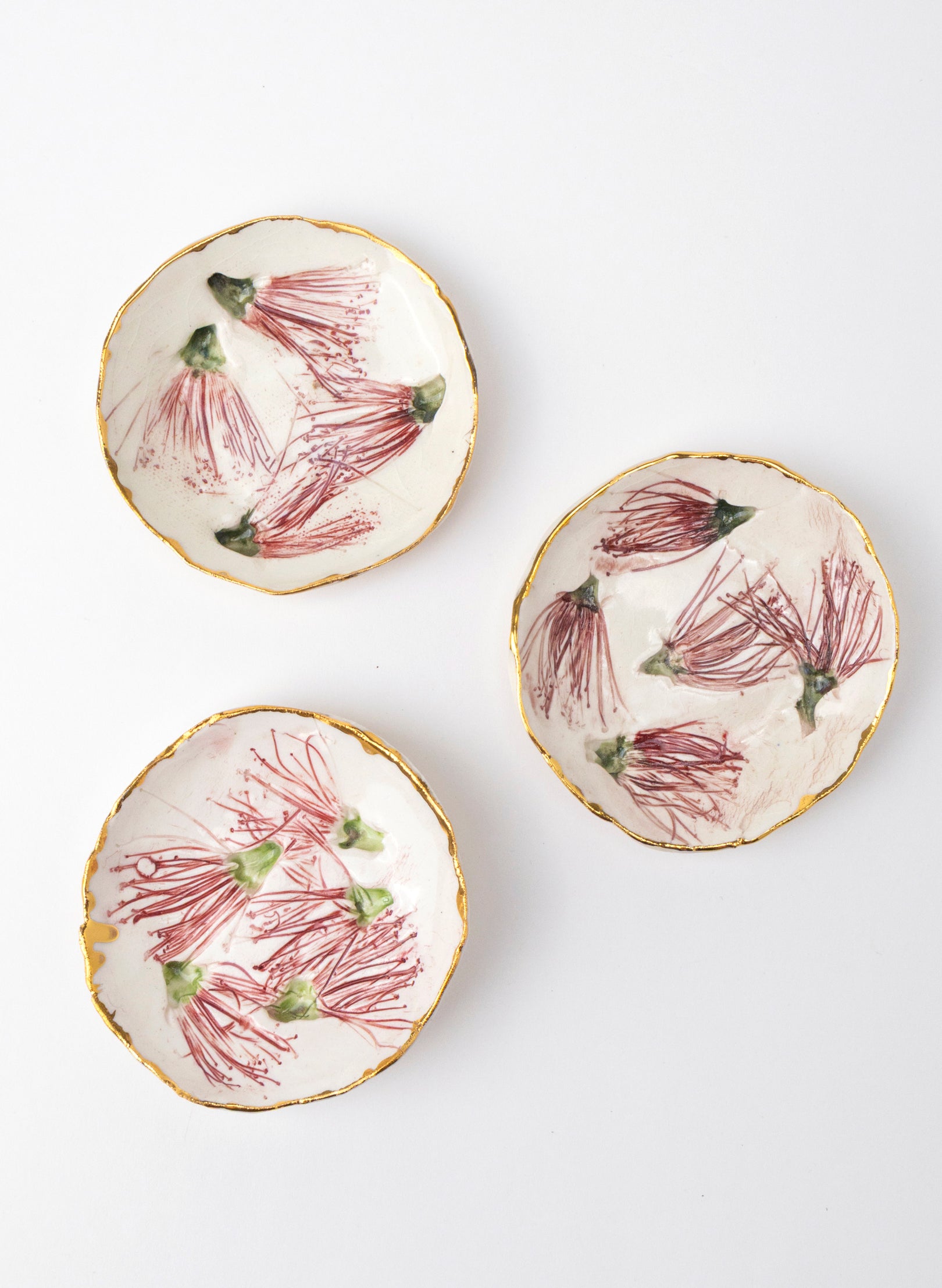 XL Pōhutukawa Gold Trio Pinch Bowls