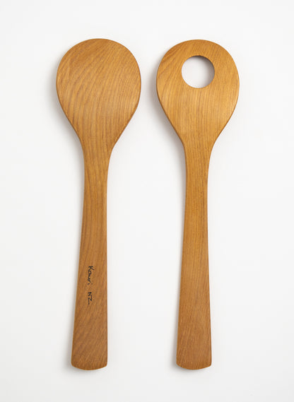 New Zealand Timber Salad Servers - Kauri