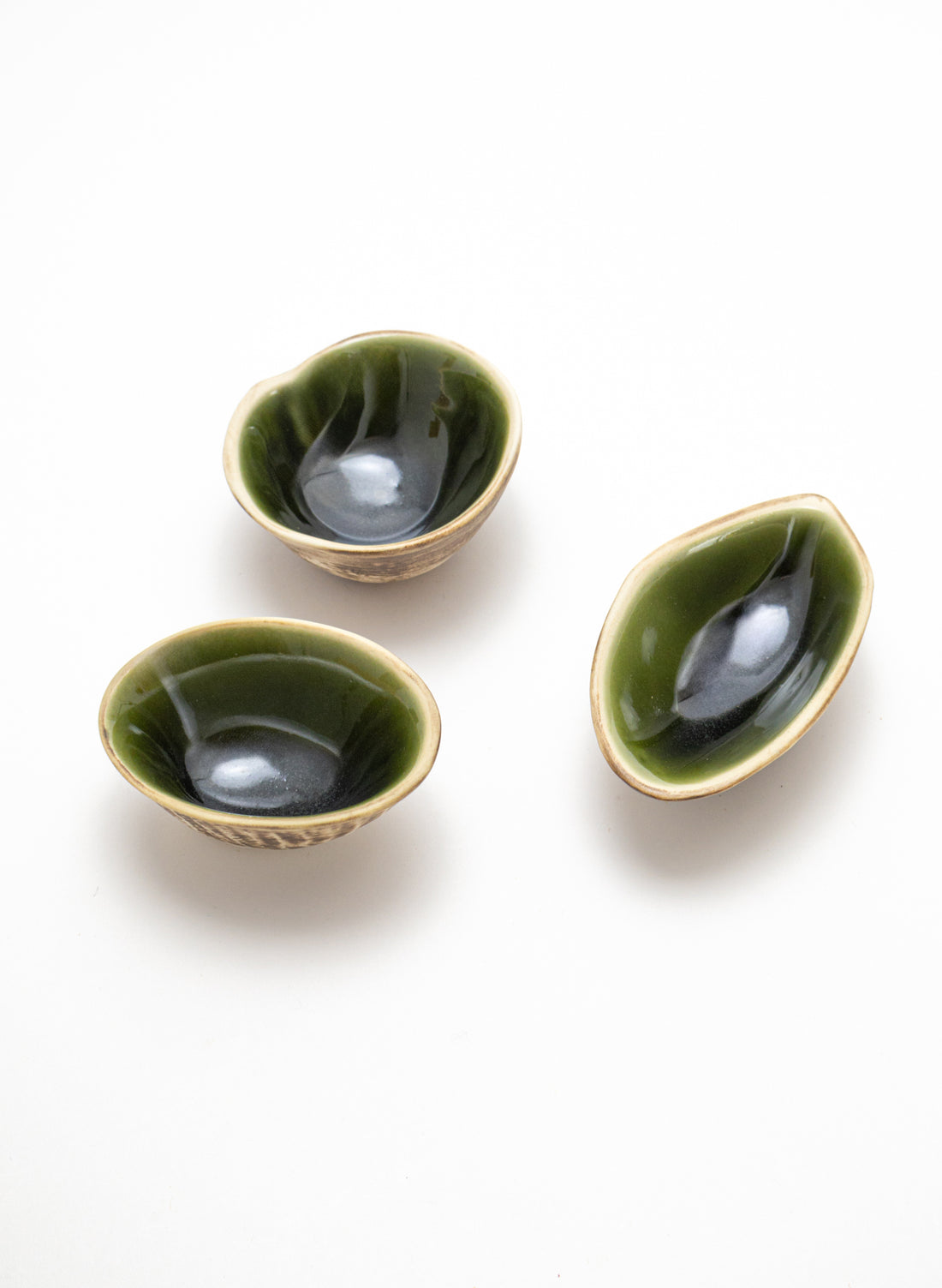 Boxed Set of 3 Shell Dipping Bowls - Green
