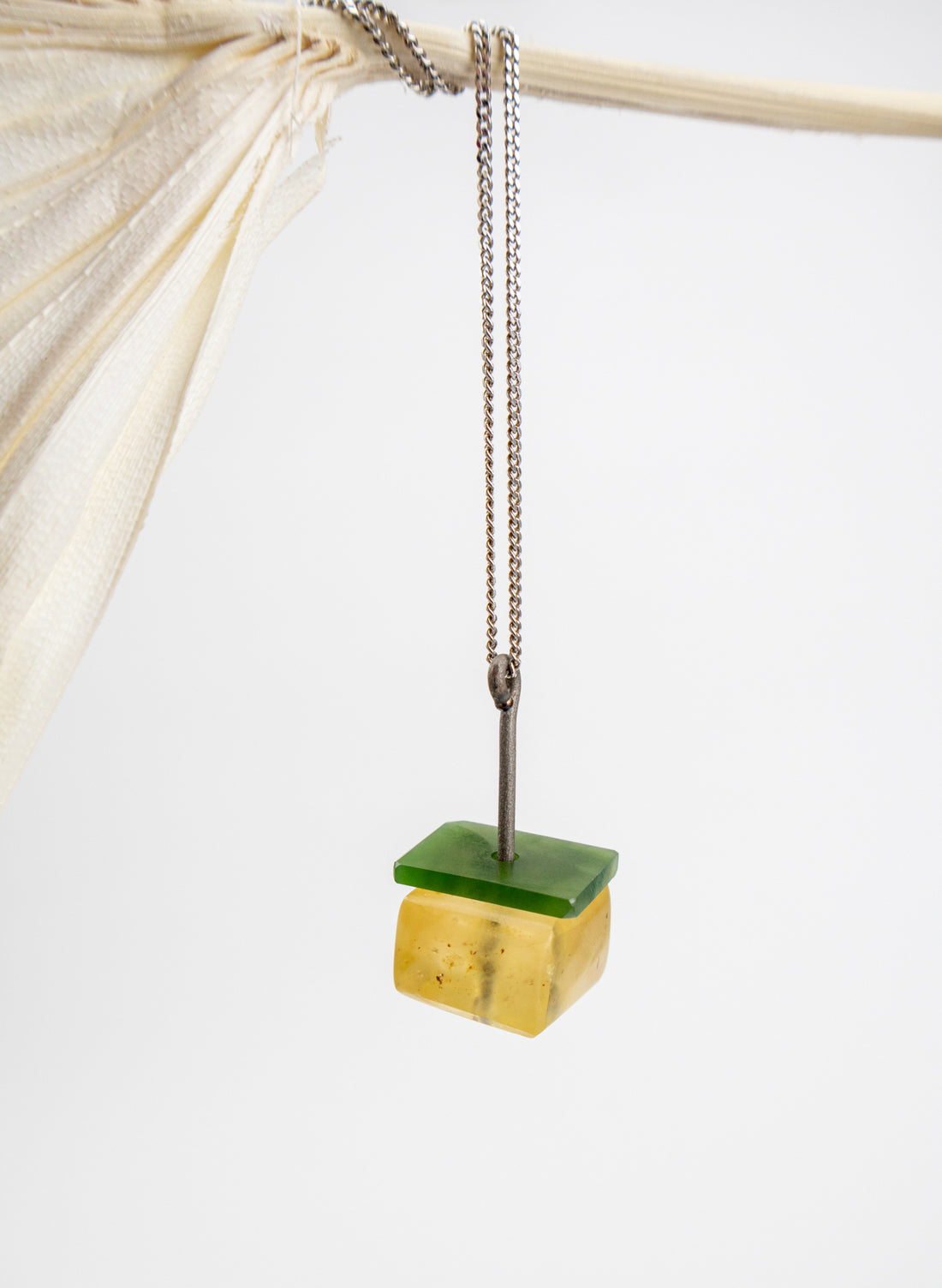 NZ Kauri Copal Gum, NZ Pounamu &amp; Titanium Necklace