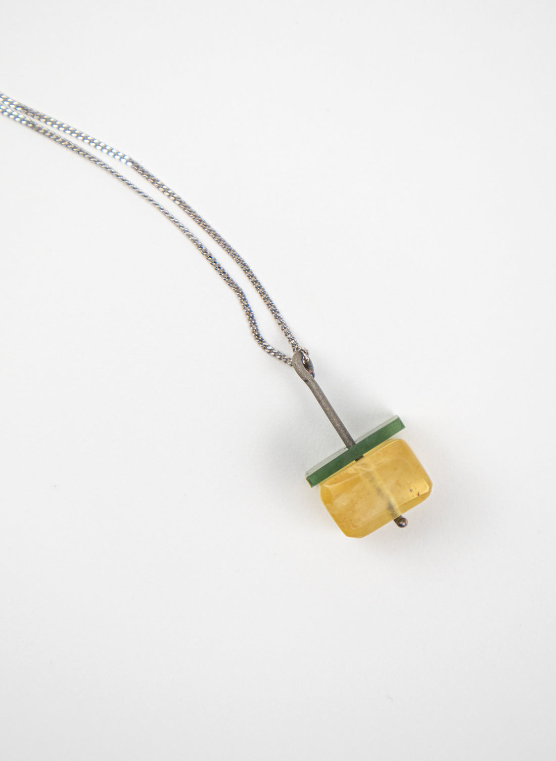NZ Kauri Copal Gum, NZ Pounamu &amp; Titanium Necklace