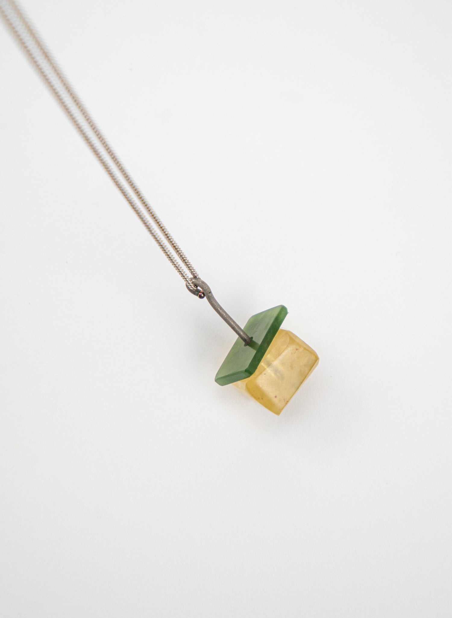 NZ Kauri Copal Gum, NZ Pounamu &amp; Titanium Necklace