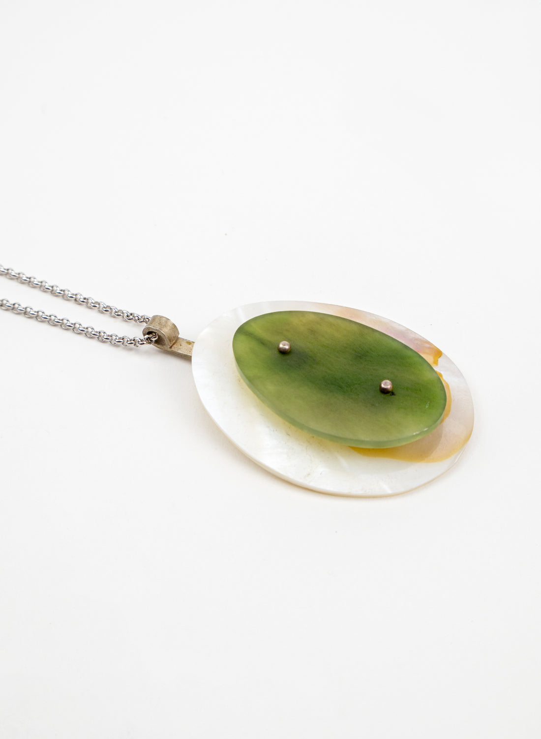 NZ Pounamu &amp; Mother Of Pearl Necklace