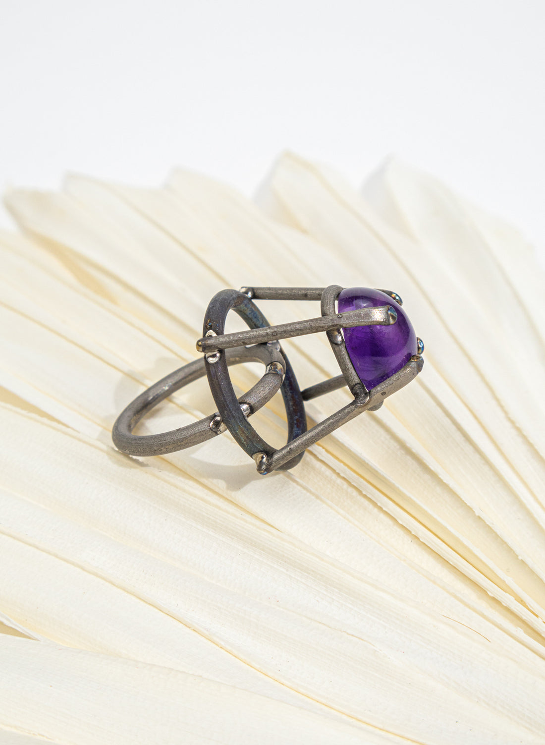 Amethyst &amp; Titanium Ring