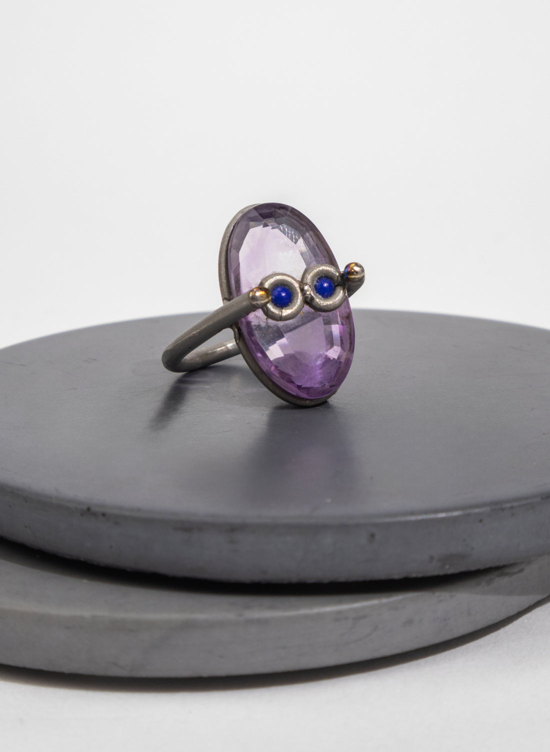 Amethyst, Lapis Lazuli &amp; Titanium Ring