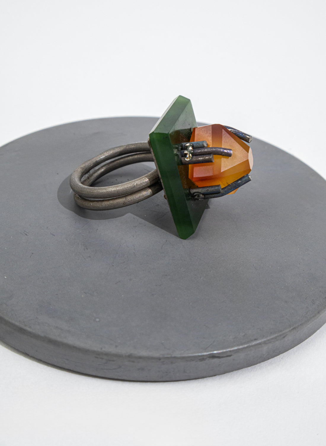 NZ Pounamu, Coromandel Carnelian and Titanium Ring