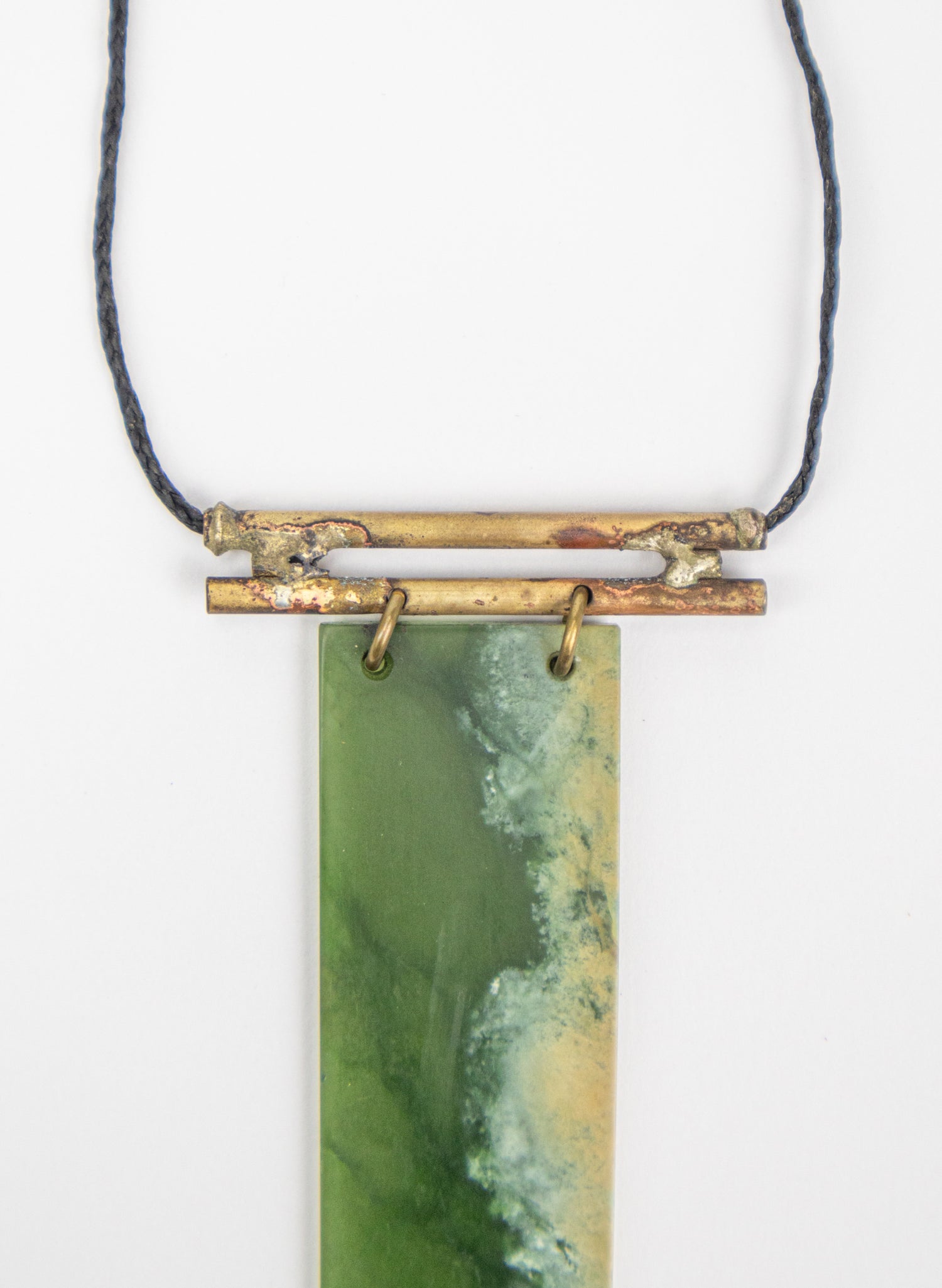 NZ Pounamu &amp; Brass Necklace