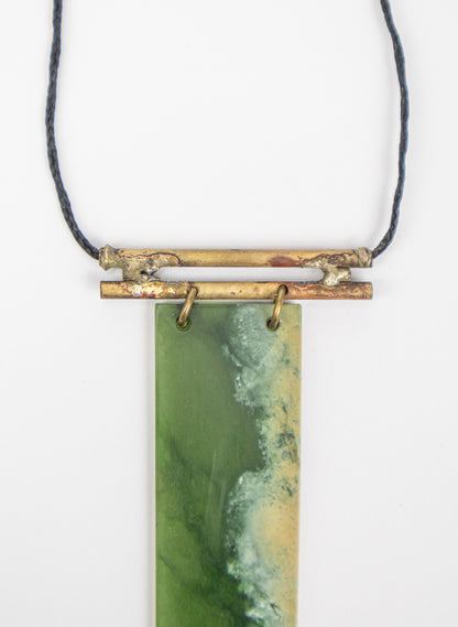 NZ Pounamu &amp; Brass Necklace