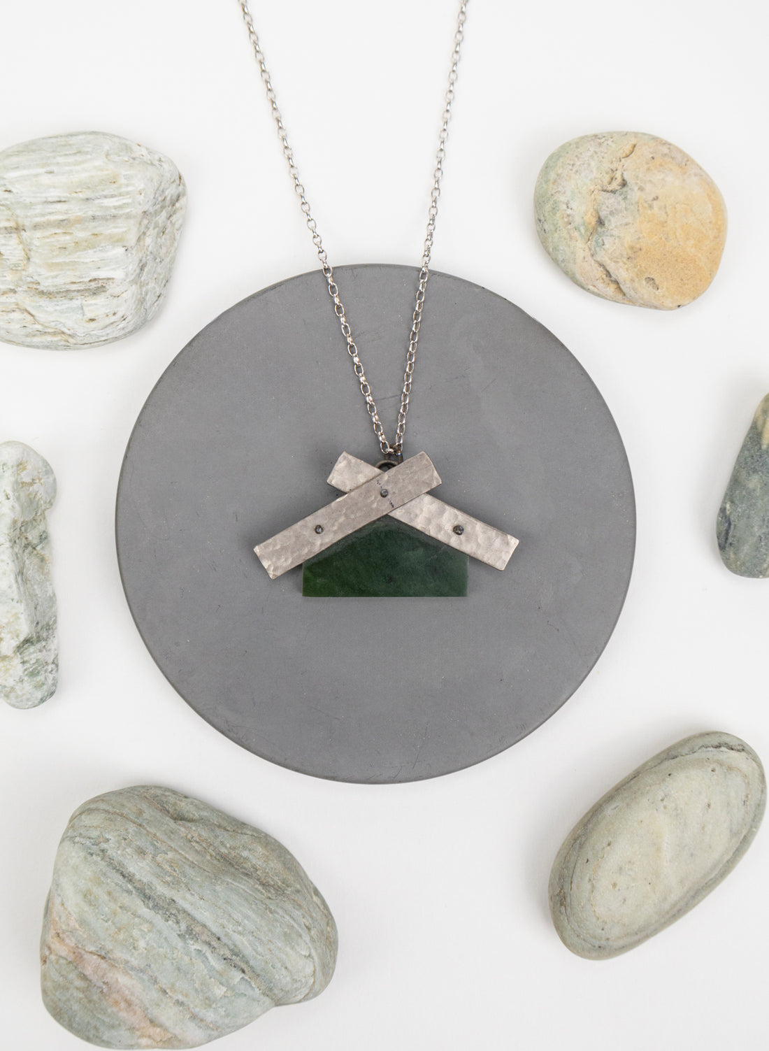 NZ Pounamu Whare &amp; Titanium Necklace