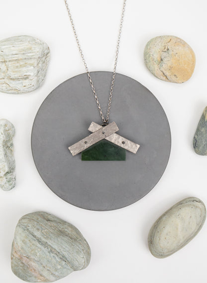 NZ Pounamu Whare &amp; Titanium Necklace