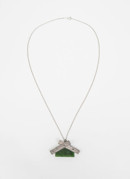 NZ Pounamu Whare &amp; Titanium Necklace