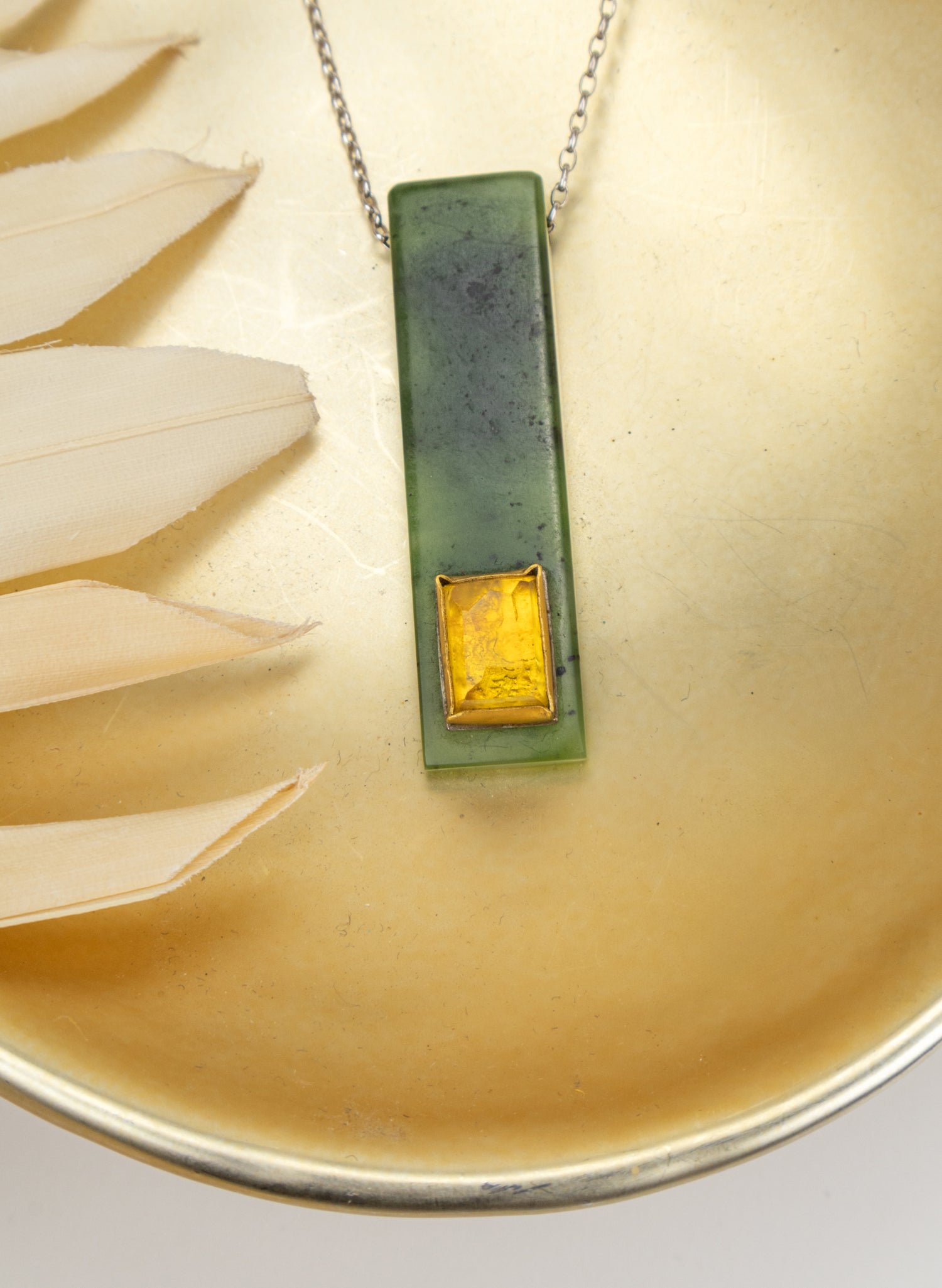 NZ Pounamu, Amber &amp; 24ct Gold Necklace