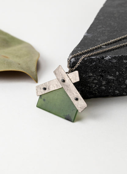 Pounamu Whare & Titanium Necklace