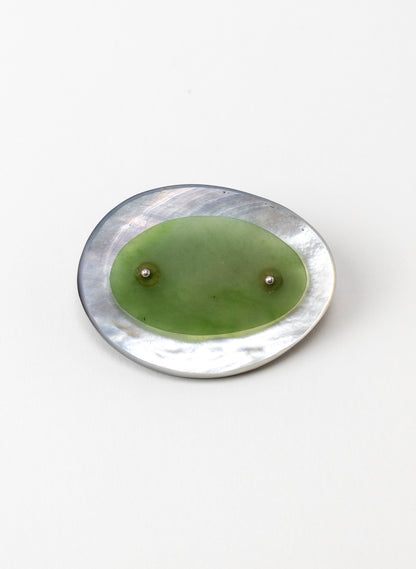 Pounamu and Mother of Pearl Brooch