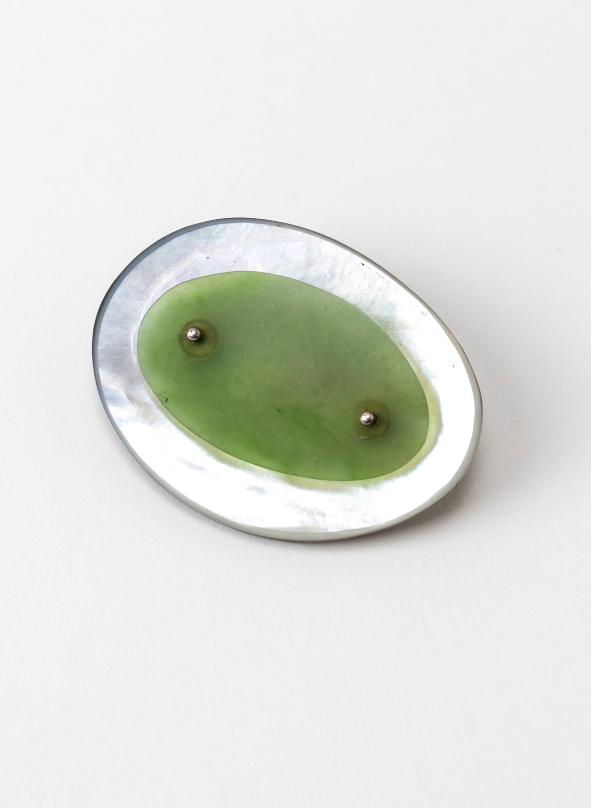 Pounamu and Mother of Pearl Brooch
