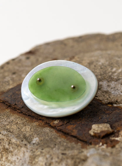 Pounamu and Mother of Pearl Brooch