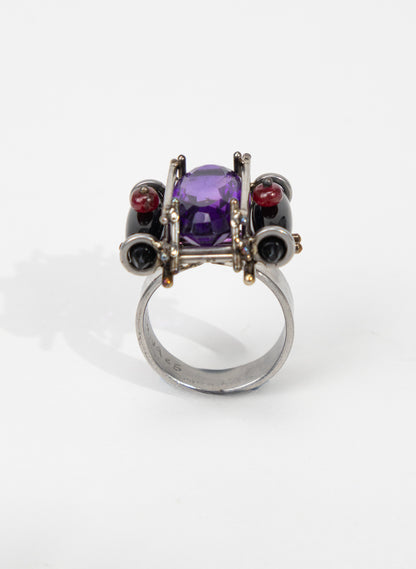 Amethyst, Onyx, Ruby Ring
