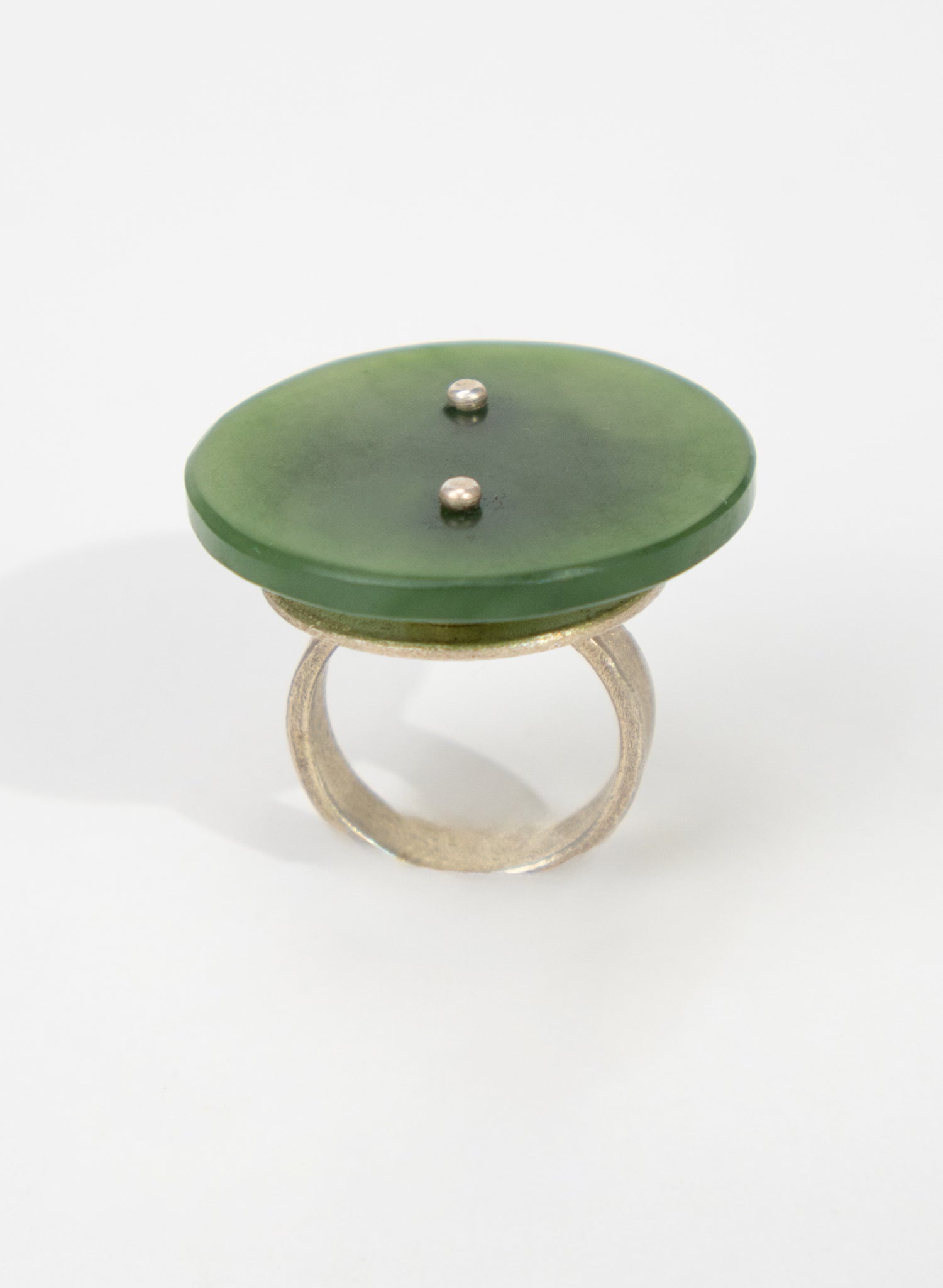 NZ Pounamu, Stirling Silver, Brass Ring