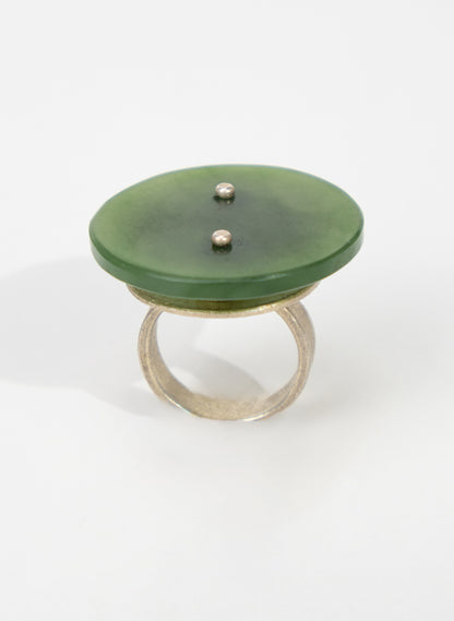NZ Pounamu, Stirling Silver, Brass Ring
