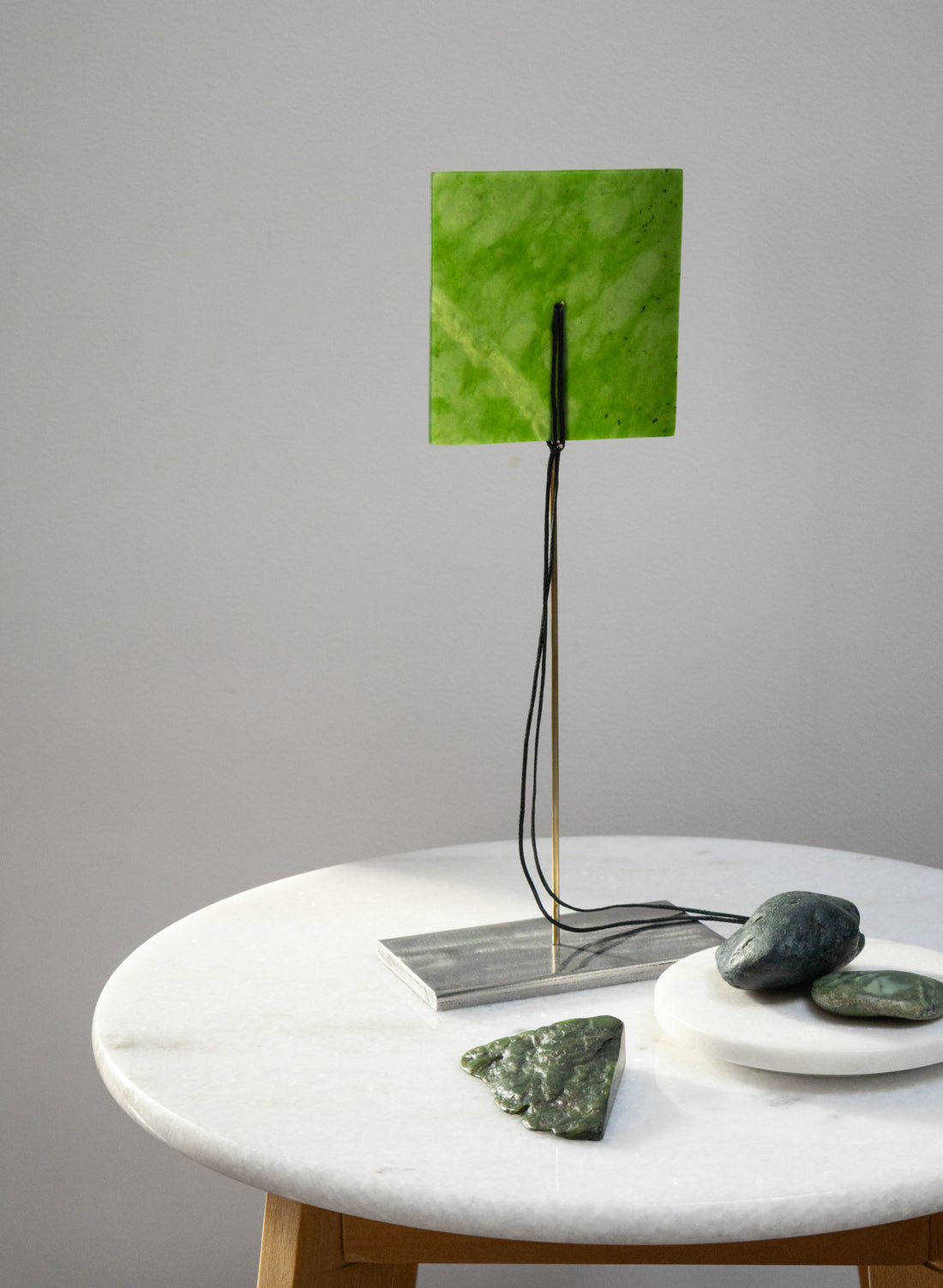 Square Disc NZ Pounamu Necklace with Stand