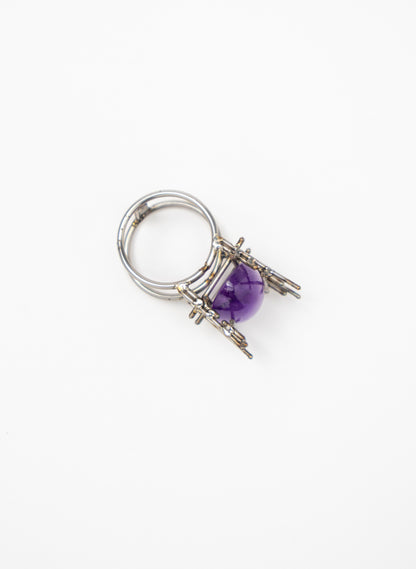 Amethyst Stainless Steel Ring