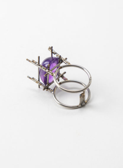Amethyst Stainless Steel Ring