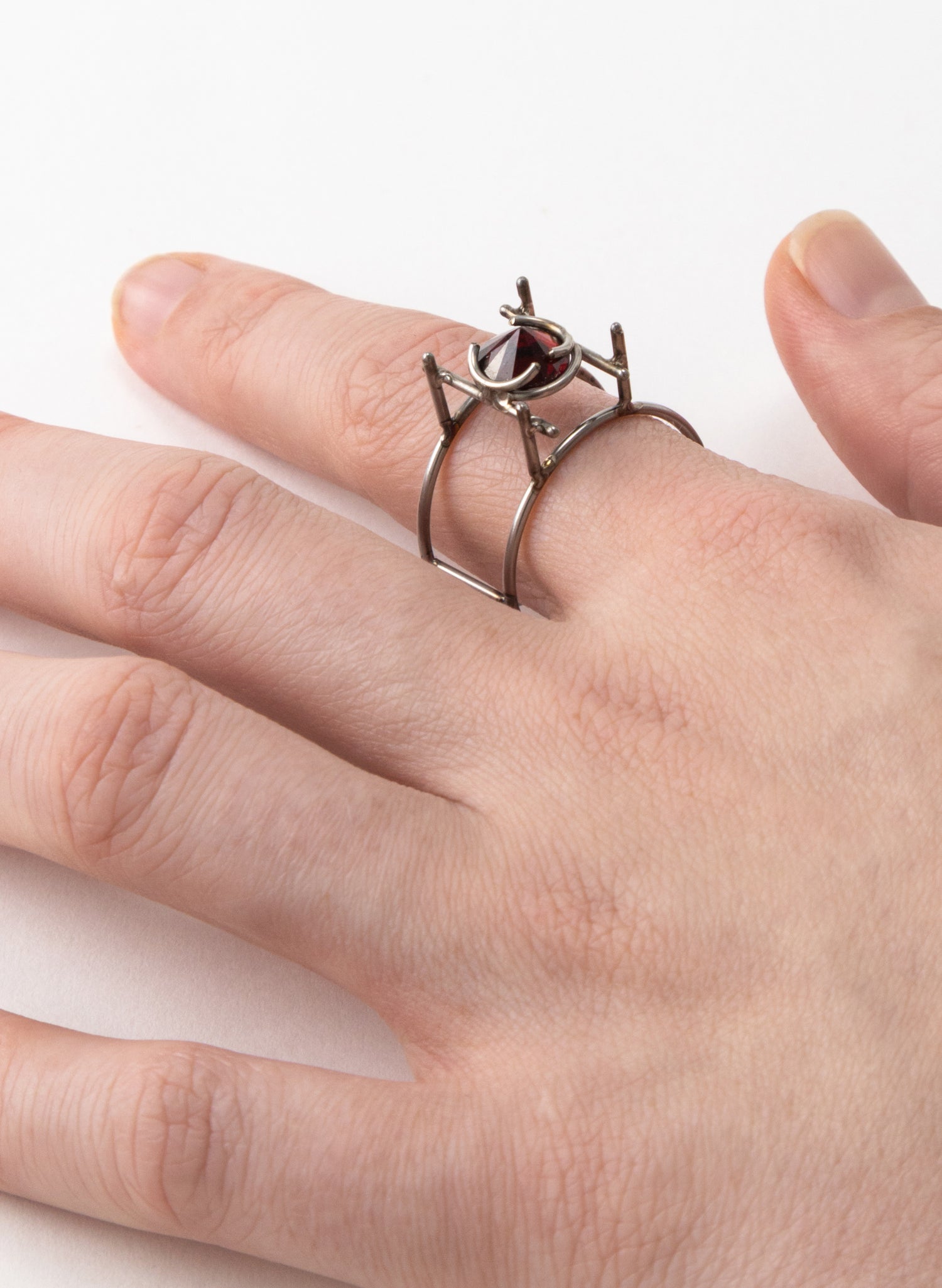 Garnet Stainless Steel Ring