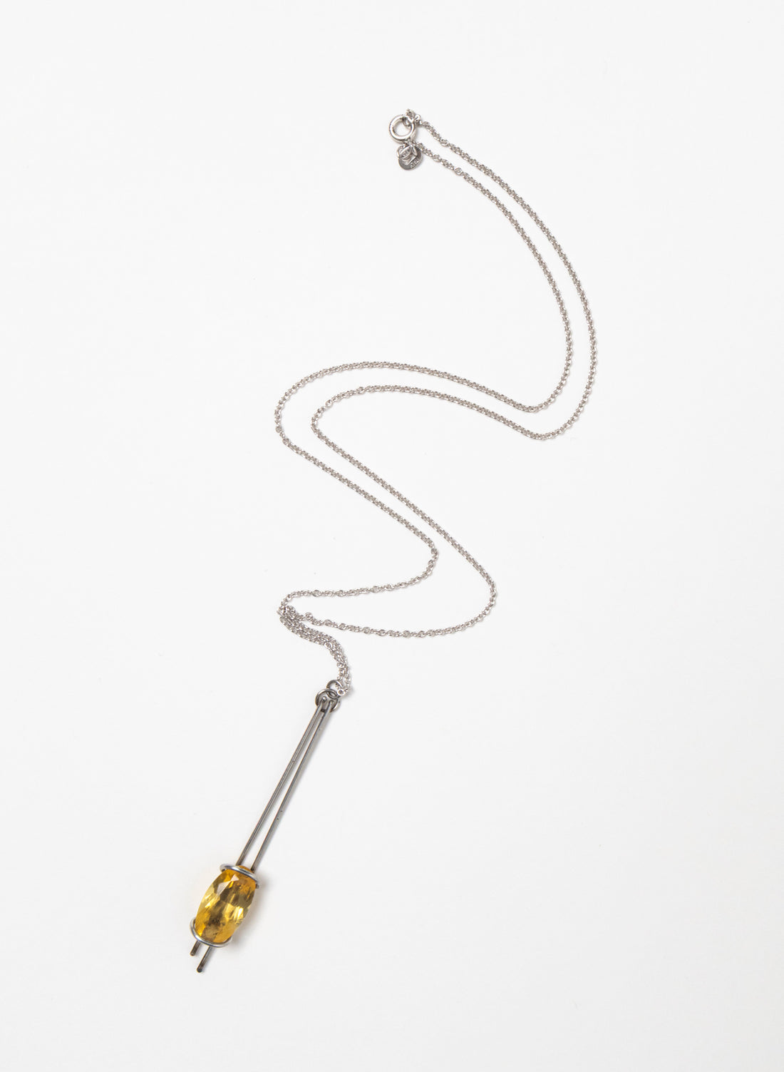 Citrine, Stainless Steel and Silver Necklace