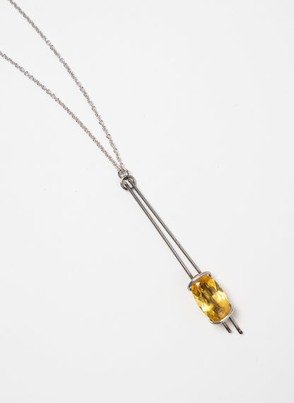 Citrine, Stainless Steel and Silver Necklace