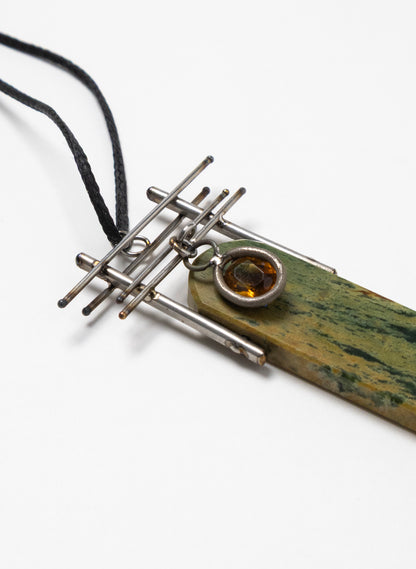 Citrine, Pounamu, Stainless Steel Necklace