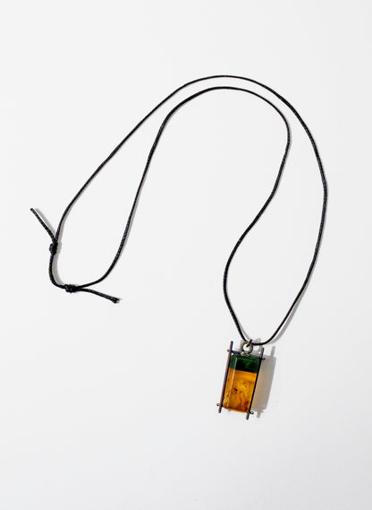 Titanium &amp; NZ Kauri Gum Pounamu Necklace