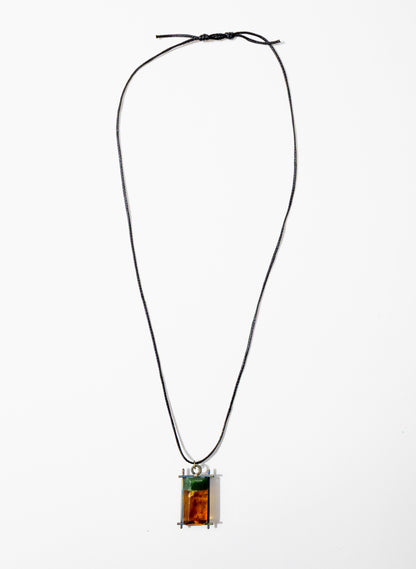 Titanium &amp; NZ Kauri Gum Pounamu Necklace
