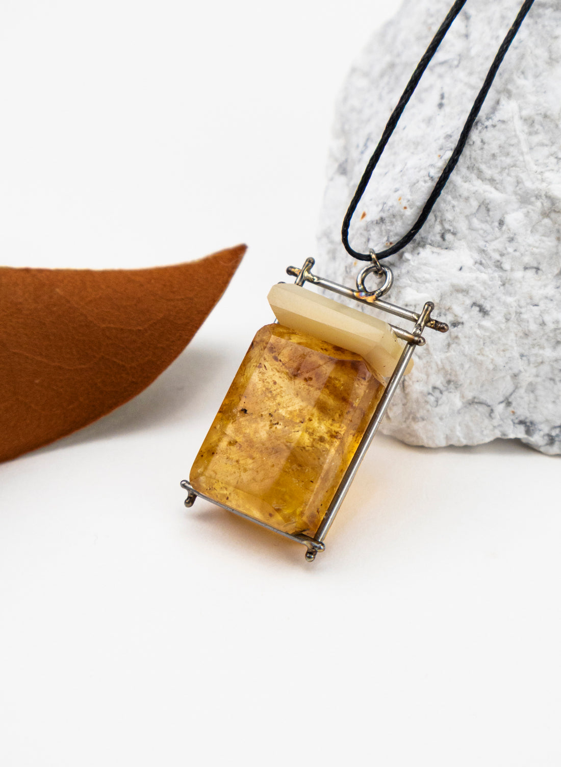 Mother of Pearl, NZ Kauri Gum Necklace