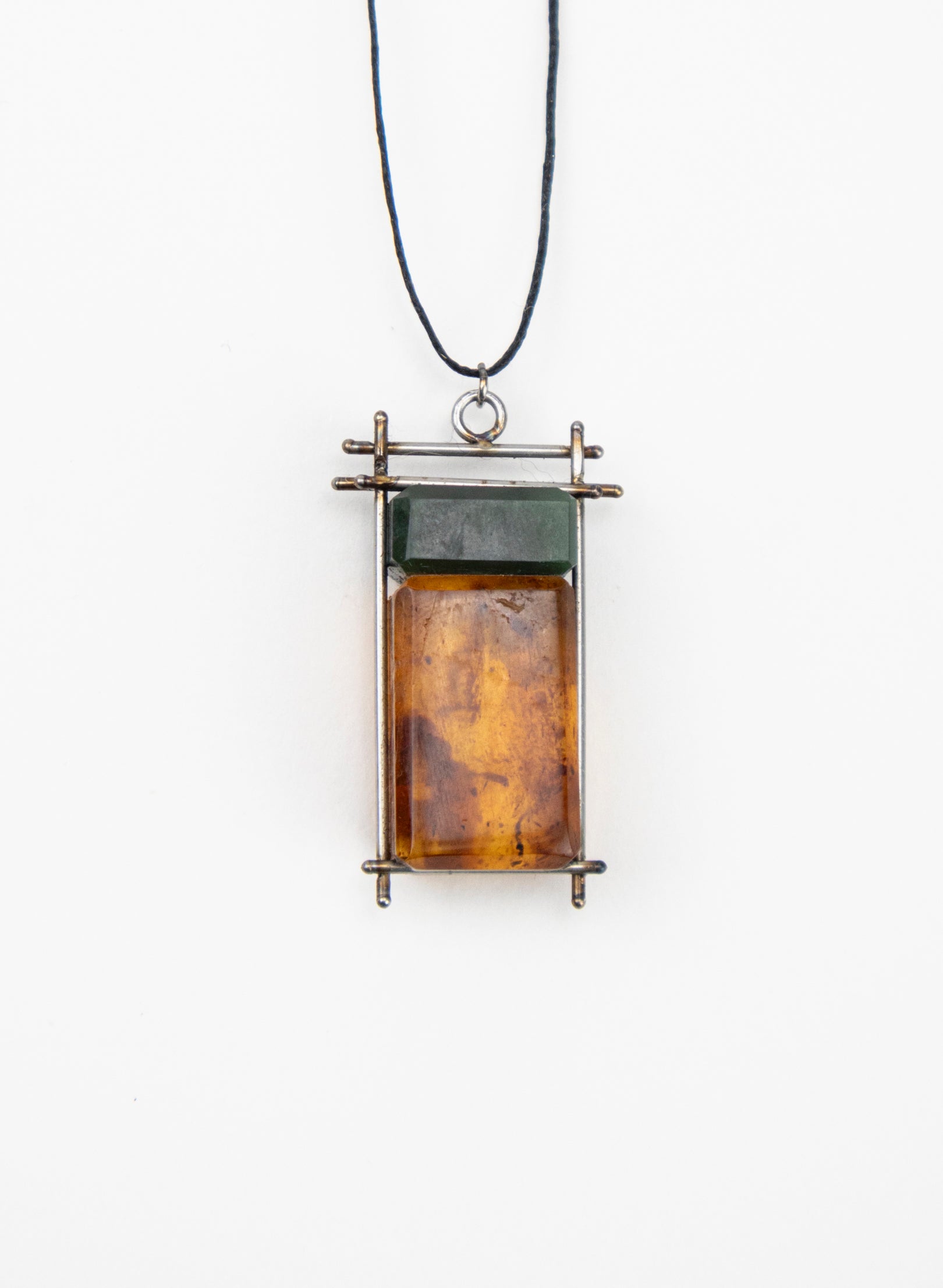 Pounamu and NZ Kauri Gum Necklace