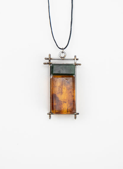 Pounamu and NZ Kauri Gum Necklace