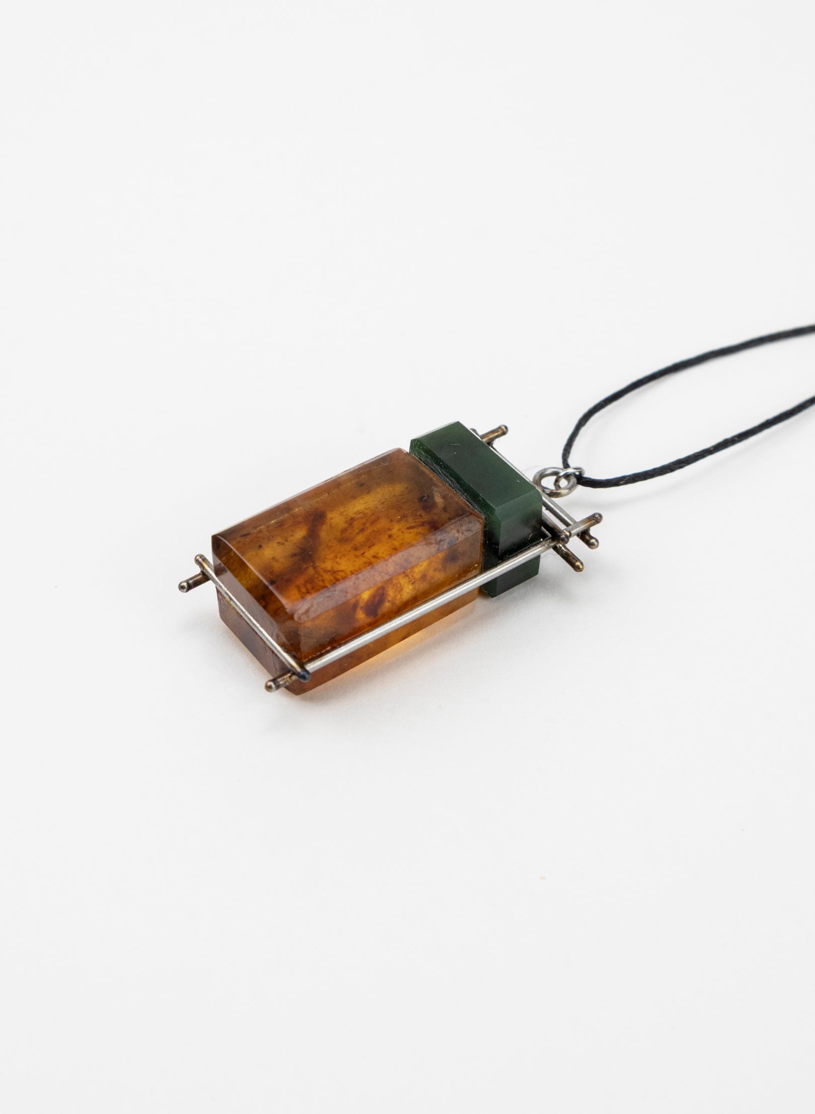 Pounamu and NZ Kauri Gum Necklace