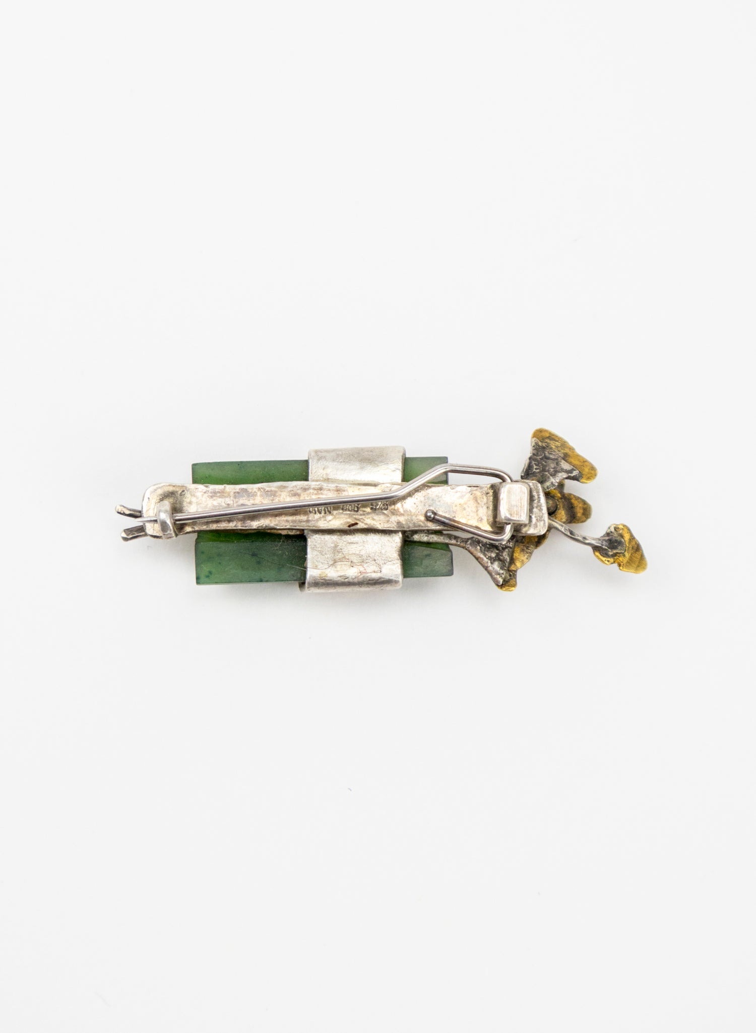 Pounamu, Silver and Gold Brooch