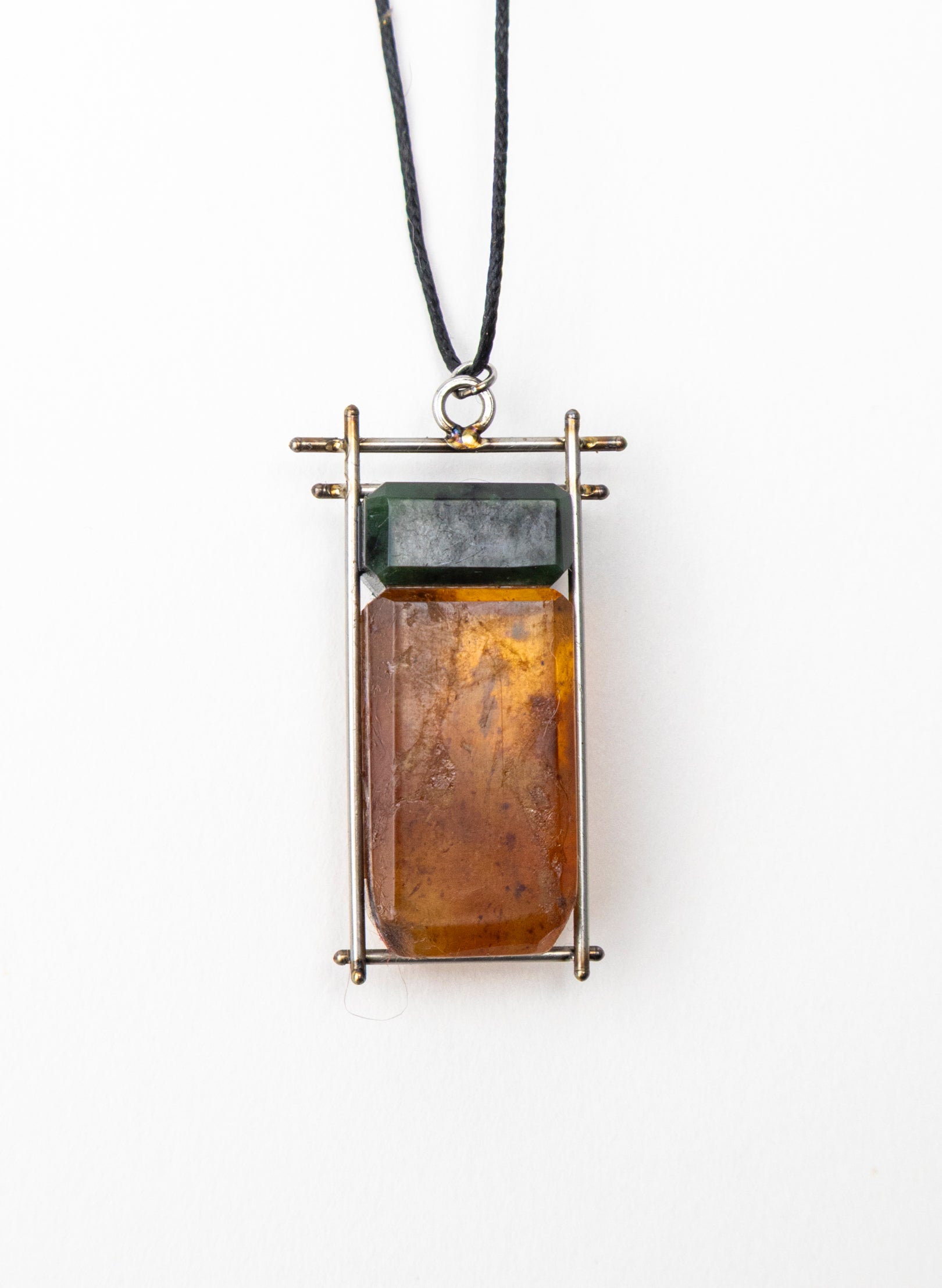 Pounamu and NZ Kauri Gum Necklace